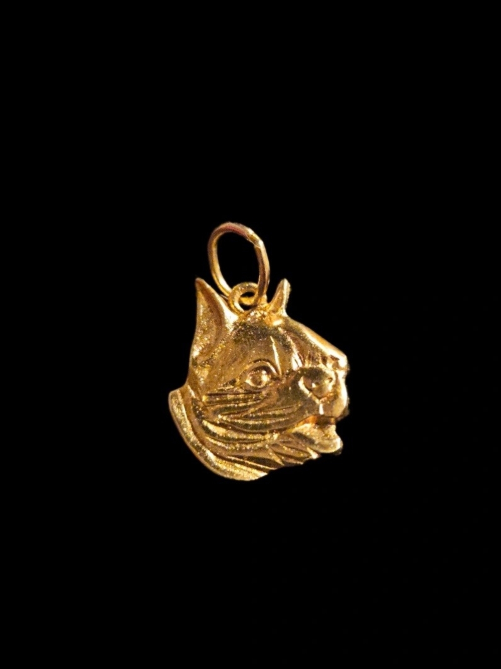 Vintage 14K Yellow Gold Boston Terrier Charm Pendant • 1/4" Dog Breed.